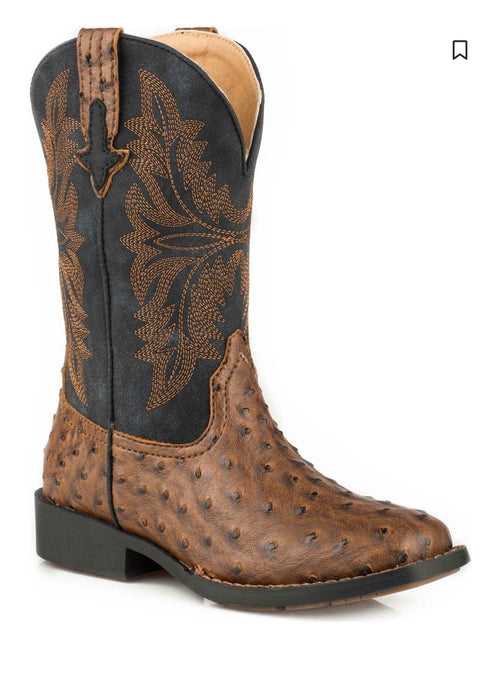 Twisted T Western & More Children’s Roper Brown Faux Ostrich Jed Boots