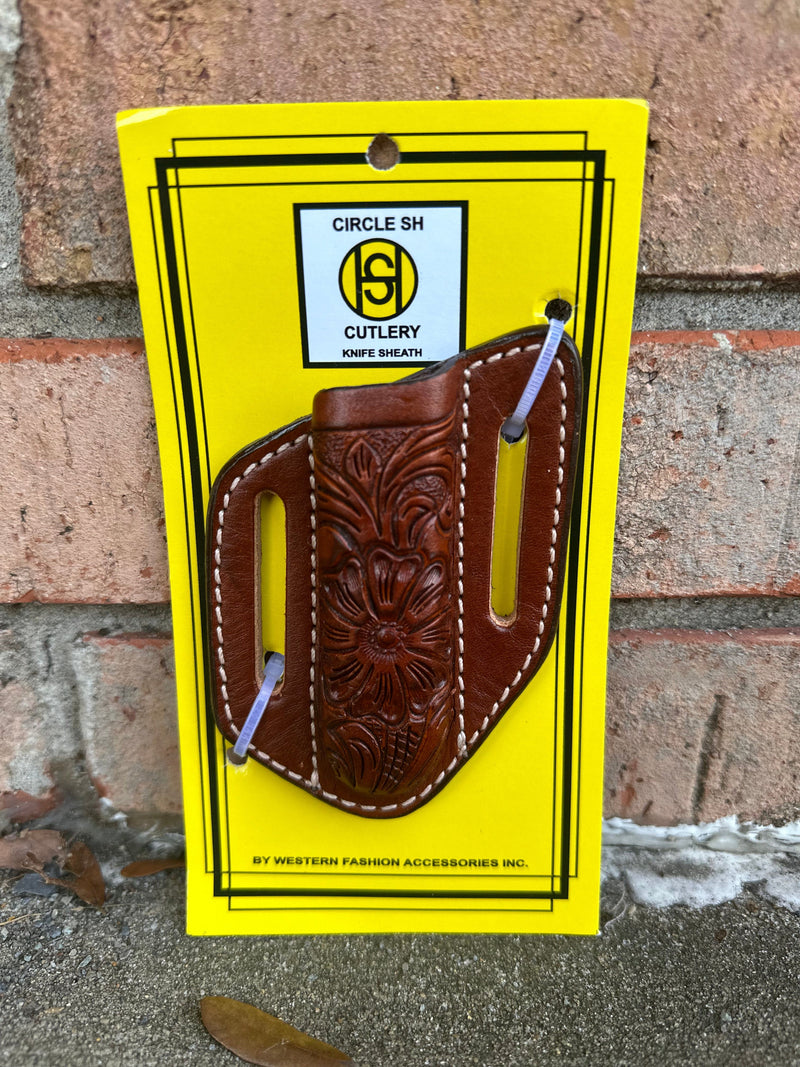 Twisted T Western & More Circle SH Floral Tooled Knife Sheath KS-128