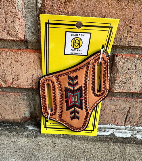 Twisted T Western & More Circle SH Southwest Inspired Pattern with Embroidery Knife Sheath KS-334