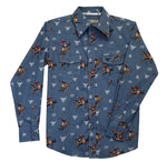 Twisted T Western & More Cowboy Hardware Boys Vintage Bronc Slate Blue LS Shirt