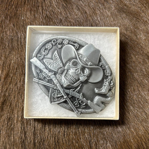 Twisted T Western & More Cowboy Skull and Guns Belt Buckle