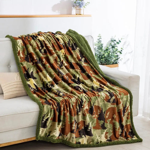 Twisted T Western & More DeepWoods Camo Sherpa Lined Throw Blanket