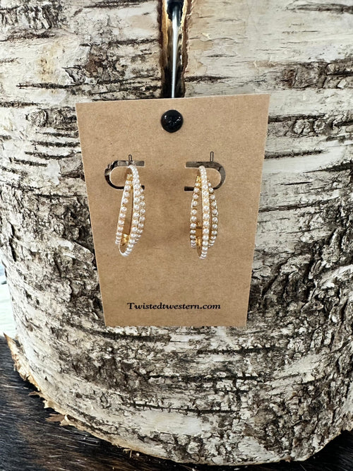 Twisted T Western & More Double Pearl Hoop Earrings