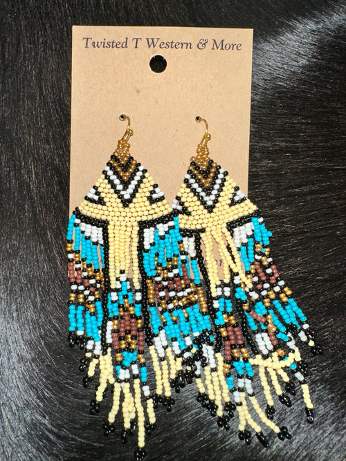 Twisted T Western & More Echo Canyon Ivory Seed Bead Earrings