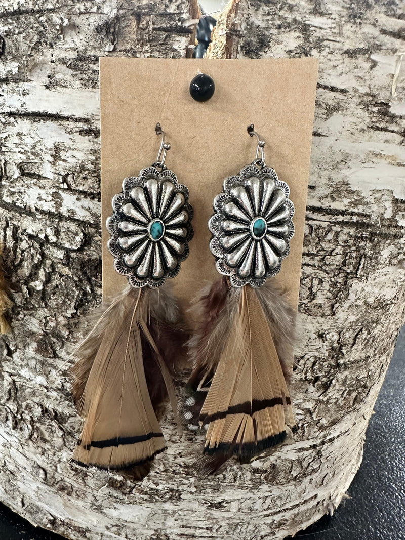 Twisted T Western & More Feather Western Concho Earrings