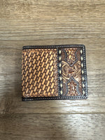 Twisted T Western & More Bifold Floral Carving Basket Tooling Rawhide Buckstitch Twisted X Wallet