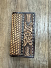 Twisted T Western & More Rodeo Floral Carving Basket Tooling Rawhide Buckstitch Twisted X Wallet