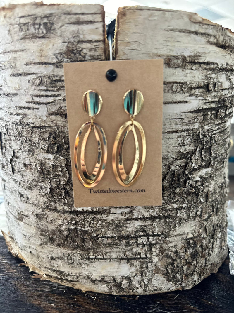 Twisted T Western & More Gold Double Teardrop Earrings