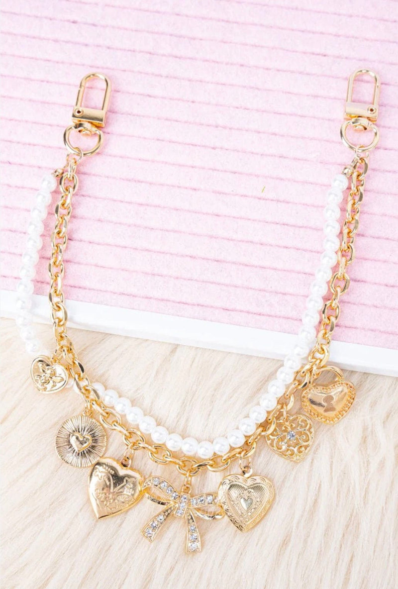 Twisted T Western & More Hearts a Plenty Gold & Pearl Handbag Chain