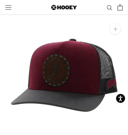 Twisted T Western & More Hooey”Spur” Maroon/Grey Hat