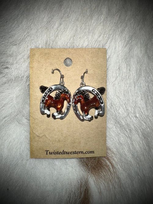 Twisted T Western & More Horse/ Horse Shoe Dangly Earrings
