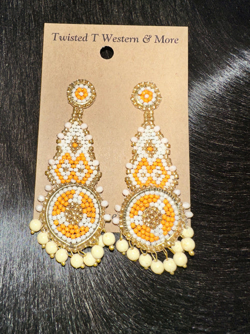 Twisted T Western & More Ivory Lexington Seed Bead Earrings