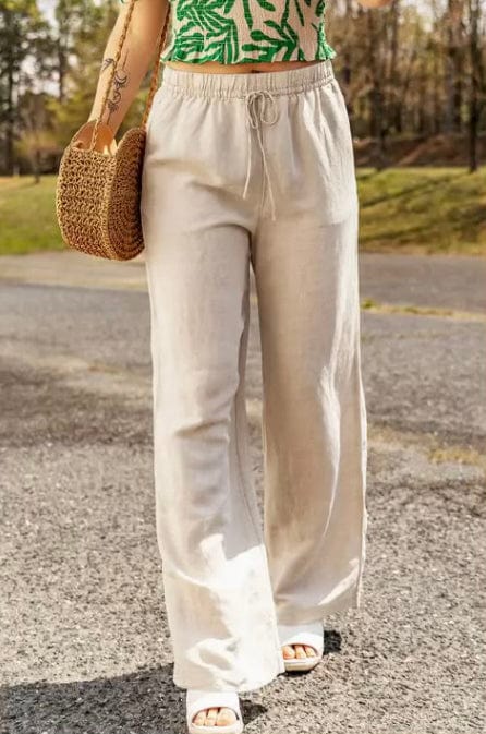 Twisted T Western & More Linen Elastic Drawstring Waist Loose pants with Pockets