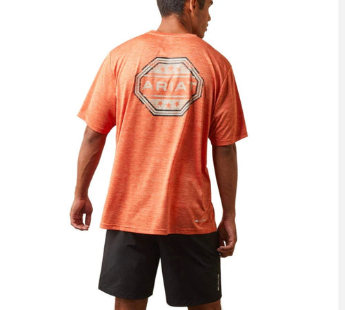 Twisted T Western & More Men’s Ariat Charger Logo Stamp Orange Shirt