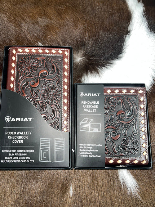 Twisted T Western & More Men’s Ariat Floral Leather Rodeo Wallet and Bifold Wallet