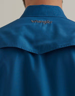 Twisted T Western & More Men's Blue Wrangler® Performance Short Sleeve Shirt in Classic Fit