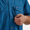 Twisted T Western & More Men's Blue Wrangler® Performance Short Sleeve Shirt in Classic Fit