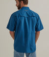 Twisted T Western & More Men's Blue Wrangler® Performance Short Sleeve Shirt in Classic Fit
