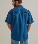 Twisted T Western & More Men's Blue Wrangler® Performance Short Sleeve Shirt in Classic Fit