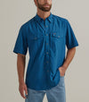 Twisted T Western & More Men's Blue Wrangler® Performance Short Sleeve Shirt in Classic Fit