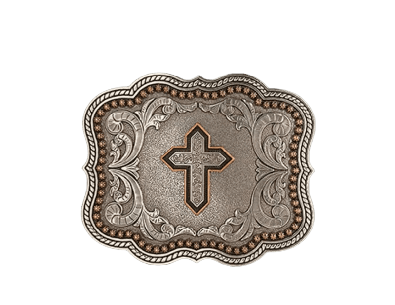 Twisted T Western & More Men’s Scalloped Copper Cross Antique Silver Buckle