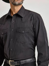 Twisted T Western & More Mens Wrangler Black Stripe Snap Shirt