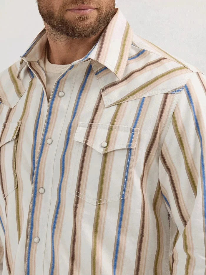 Twisted T Western & More Mens Wrangler Retro Rusty Stripe Premium LS Shirt