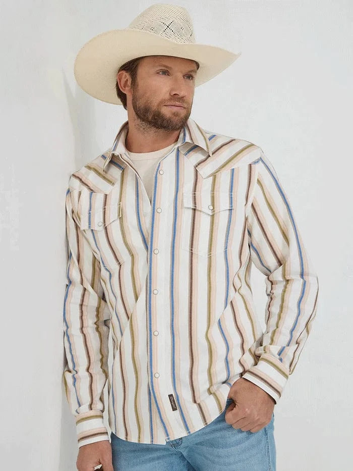 Twisted T Western & More Mens Wrangler Retro Rusty Stripe Premium LS Shirt
