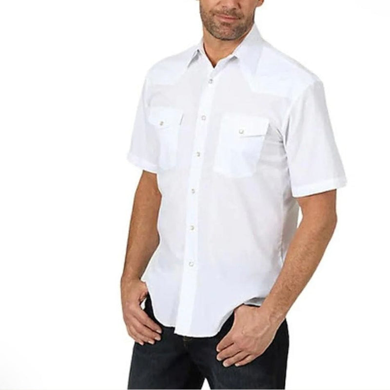 Twisted T Western & More Mens Wrangler SS White Western Snap Shirt