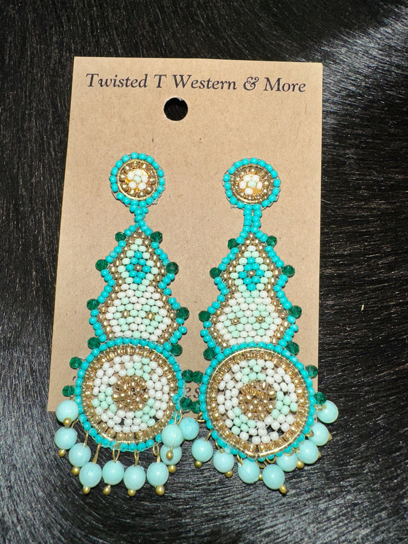 Twisted T Western & More Mint Lexington Seed Bead Earrings