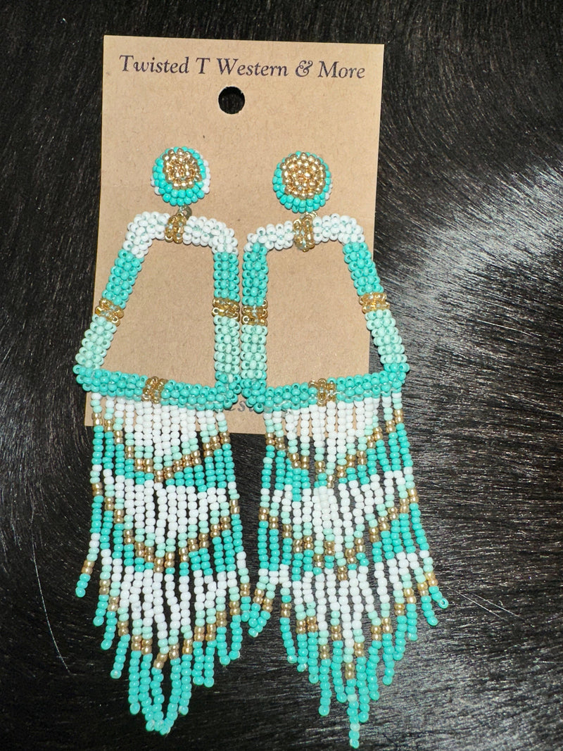 Twisted T Western & More Mint Malia Seed Bead Earrings