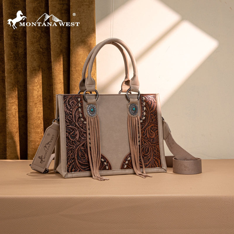 Twisted T Western & More Montana West Fringe Conch Tote and Crossbody in Tan