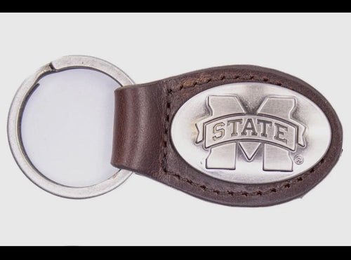 Twisted T Western & More MS State Bulldogs Oval Leather Key Fob