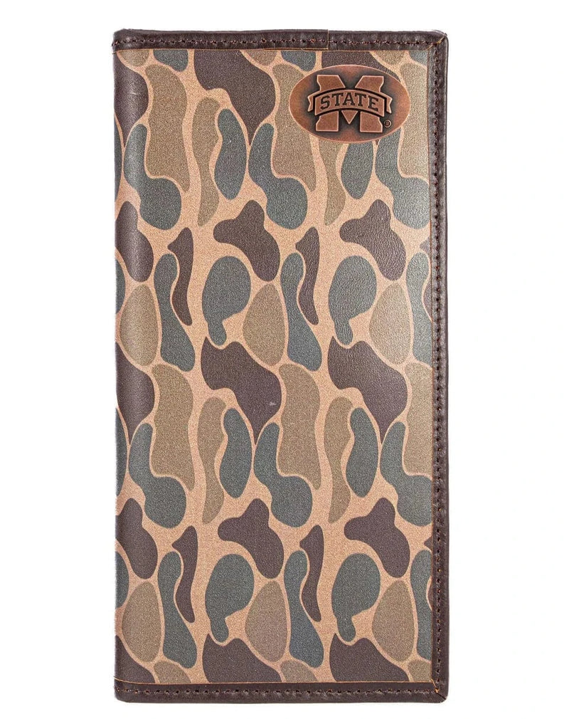 Twisted T Western & More MSU Bulldogs Men’s Secretary Old School Camo Leather Wallet