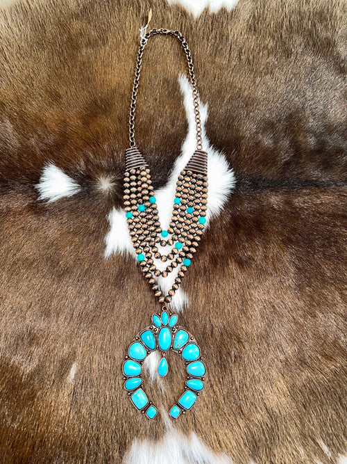 Twisted T Western & More Multi-Layered Bronze Western Squash Necklace with Turquoise Stone Accents