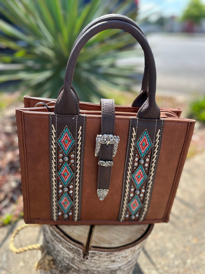 Twisted T Western & More Brown MW Buckle Aztec CC Tote Bag