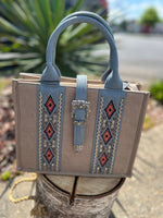 Twisted T Western & More Khaki MW Buckle Aztec CC Tote Bag