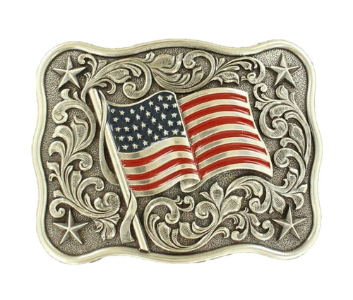 Twisted T Western & More Nocona American Flag Rectangle Buckle