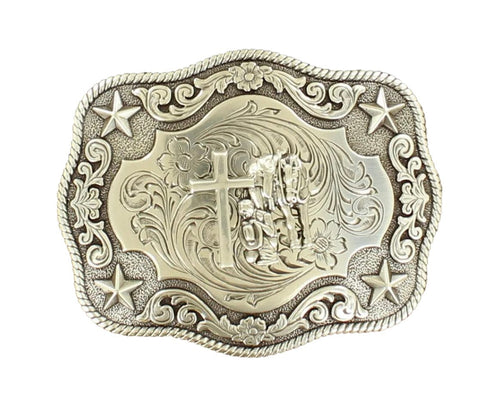 Twisted T Western & More Nocona Floral Cowboy Praying Buckle