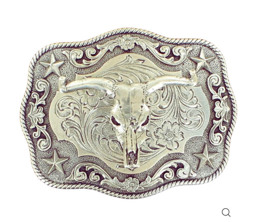 Twisted T Western & More Nocona Floral Steer Head Buckle