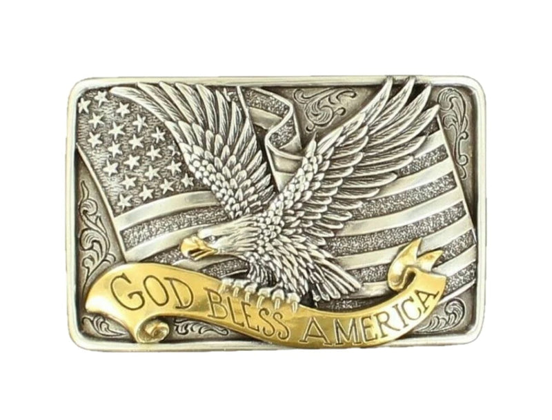 Twisted T Western & More Nocona God Bless America Flag Buckle