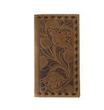 Twisted T Western & More Nocona Men's Leather Floral Buck Laced Brown Wallet