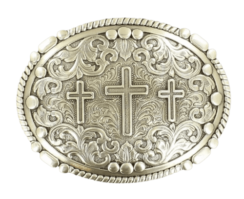Twisted T Western & More Nocona Silver 3 Cross Oval Belt Buckle