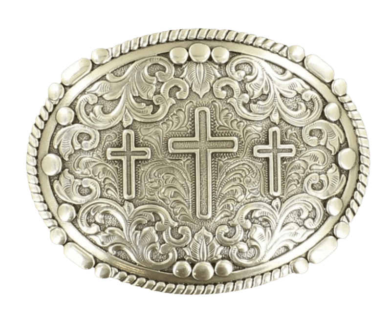 Twisted T Western & More Nocona Silver 3 Cross Oval Belt Buckle