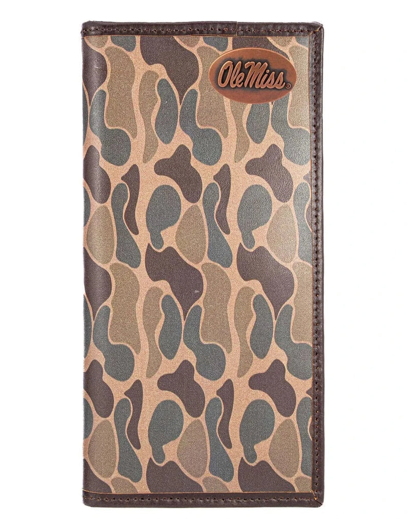 Twisted T Western & More Ole Miss Rebels Men’s Secretary Old School Camo Leather Wallet