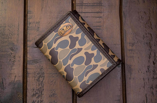 Twisted T Western & More Ole Miss Rebels Old School Camo Leather Trifold Wallet