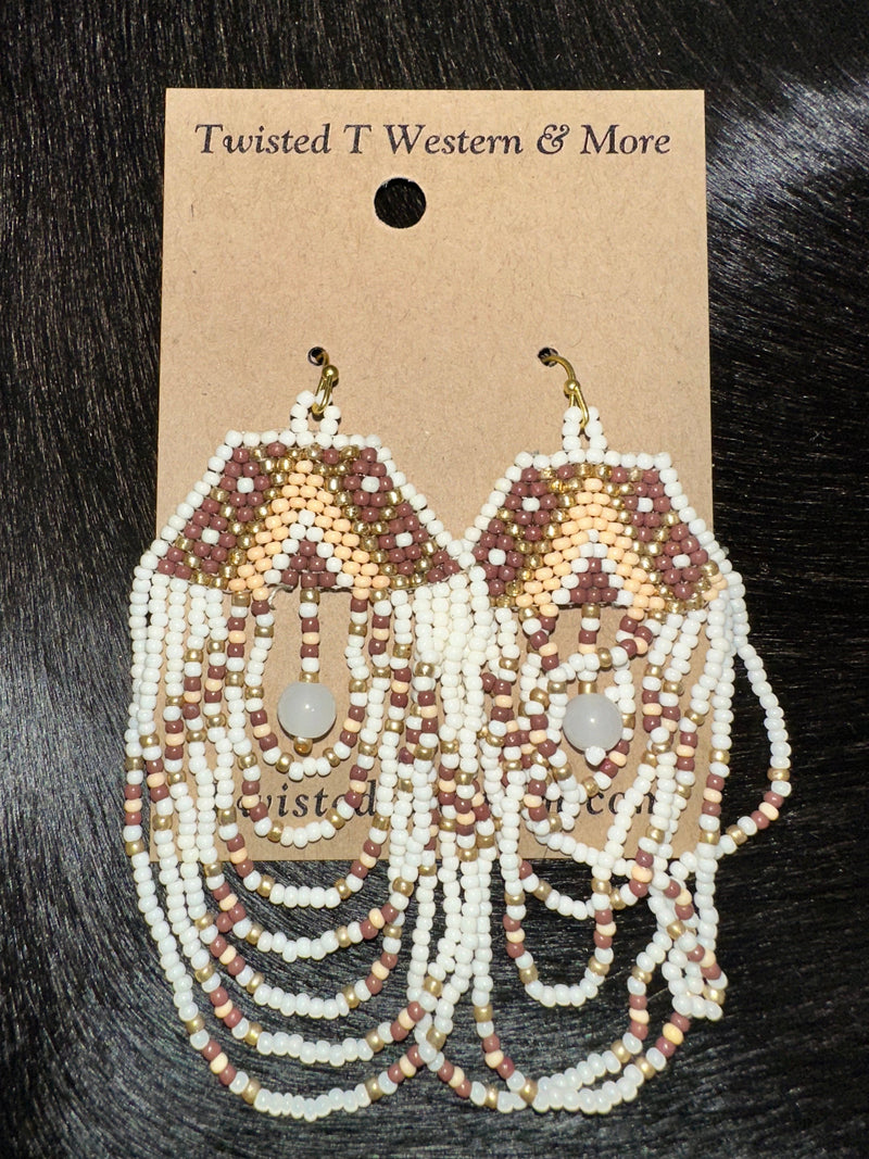 Twisted T Western & More Only in My Dreams Ivory Seed Bead Earrings