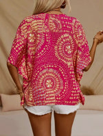 Twisted T Western & More Pink & Yellow Printed V-Neck Top
