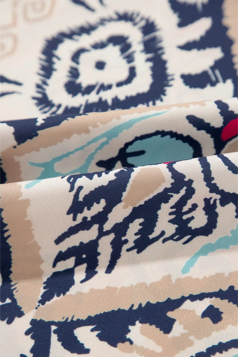 Twisted T Western & More Printed Notched Half Sleeve Blouse