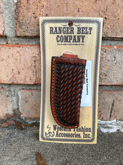 Twisted T Western & More Ranger Belt Company Brown Leather Basketweave Knife Sheath KS113